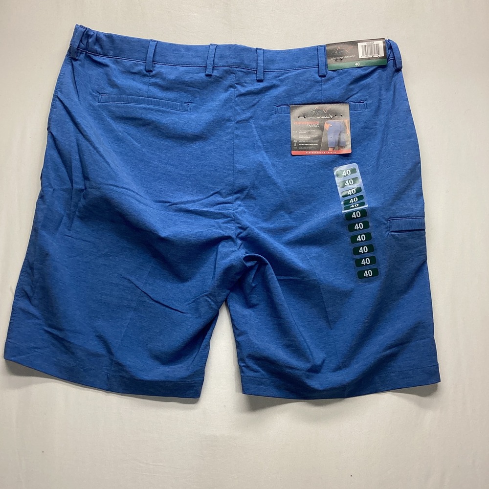 Greg Norman Mens Performance Golf Shorts Blue Heather Stretch Size 40 NWT